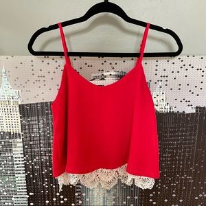 3 for $15//Bright Red Tank with Lace